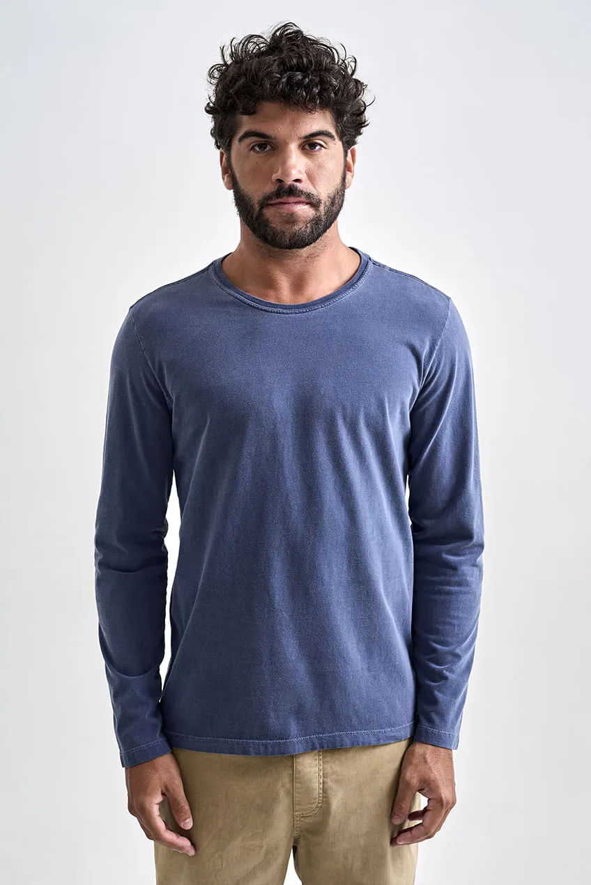 Camiseta Basic Manga Longa Stone Azul Escuro